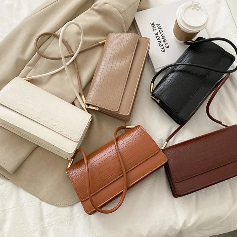 Women's Vintage Shoulder Bag - Soft PU Leather Handbag