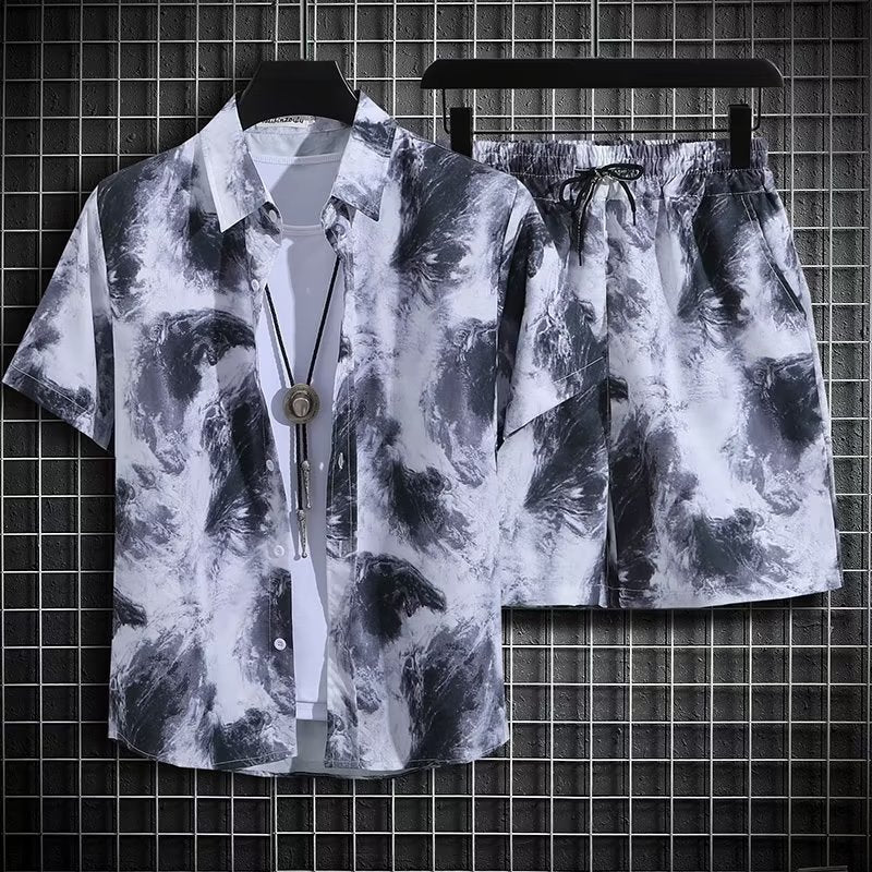 Men's Summer Beach Quick-dry 2-Piece Set — Floral Shirt & Shorts