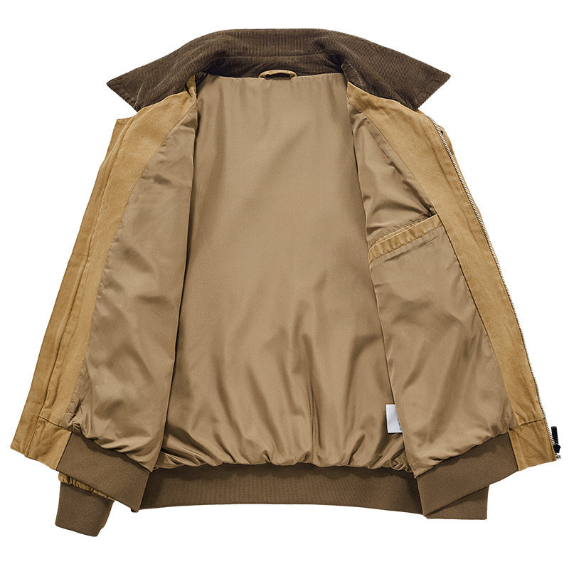 Men's Washed Denim Lapel Work Jacket — Spring & Autumn Casual Style