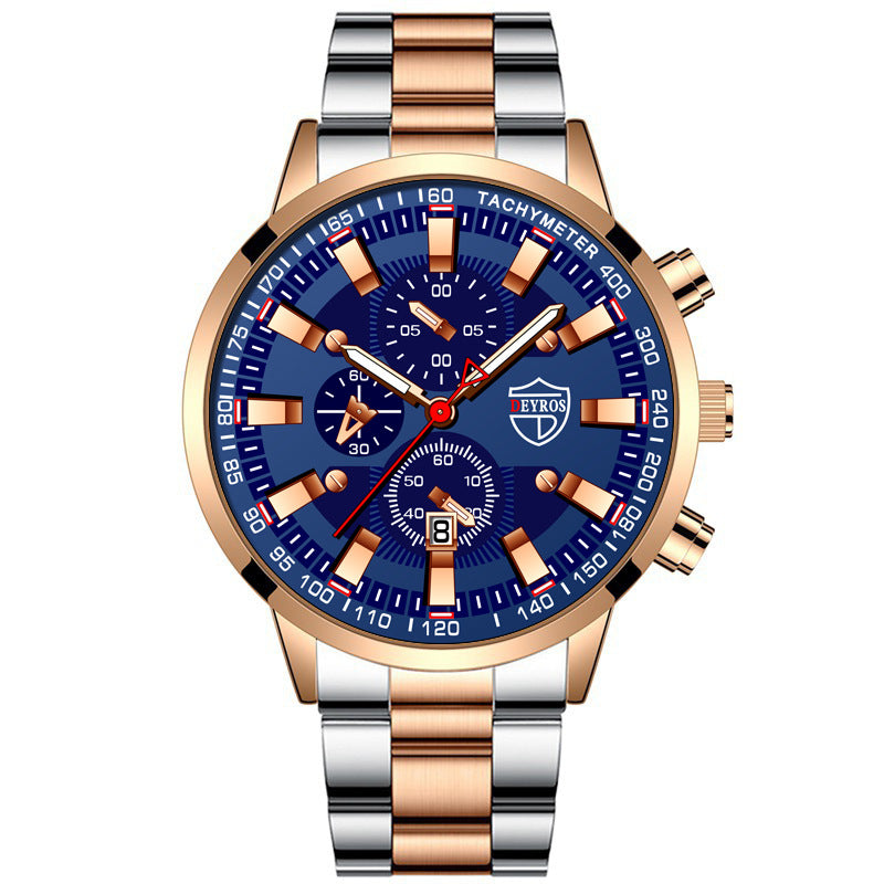 Men's Stainless Steel Quartz Watch - Luminous Dial