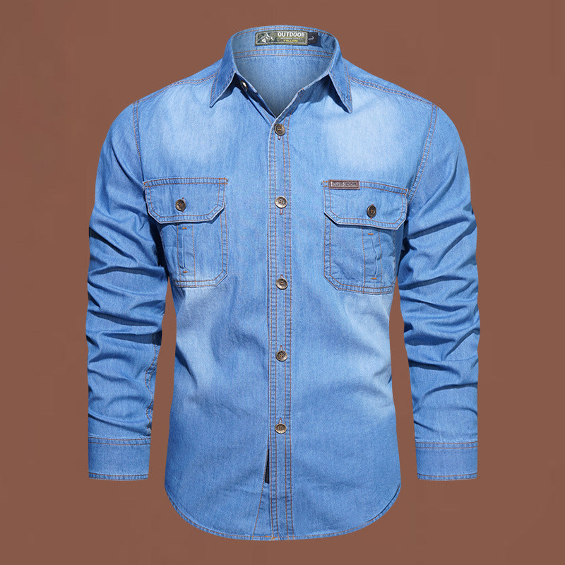 Men's Cotton Washed Denim Jacket — Loose Casual Autumn Style