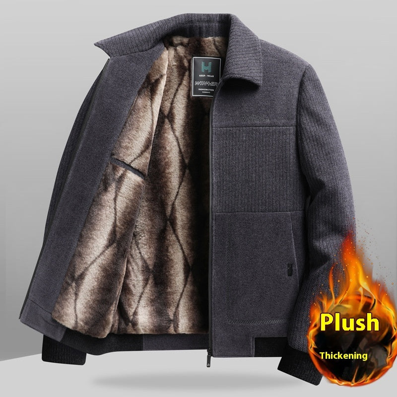 Men's Velvet Padded Winter Coat - Thick Warm Jacket