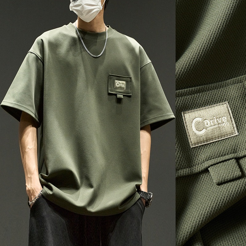 Men's Waffle Knit T-Shirt - Short Sleeve Summer Casual Top