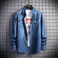 Men's Slim Fit All-Match Denim Jacket — Light & Dark Blue Casual Style