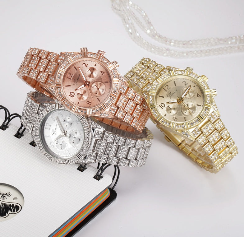 Women's Crystal Quartz Watch - Stainless Steel Bracelet