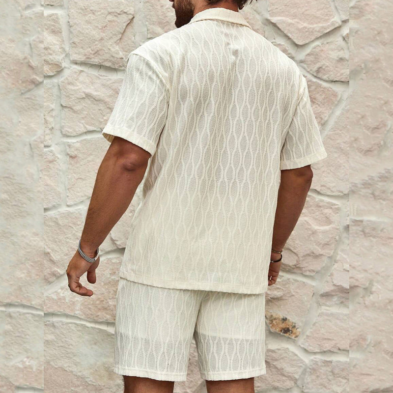 Men's 2-Piece Beach Set - Lapel Shirt & Shorts Summer Outfit