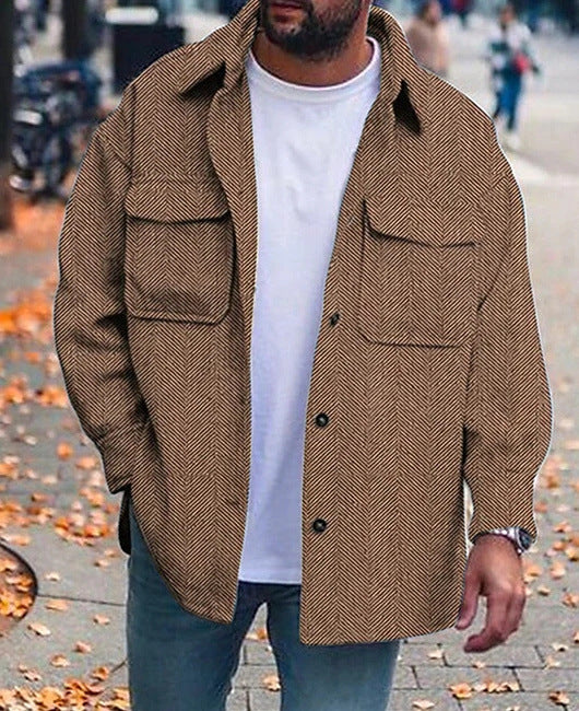 Men's Polo Work Jacket - Fashion Collar Coat