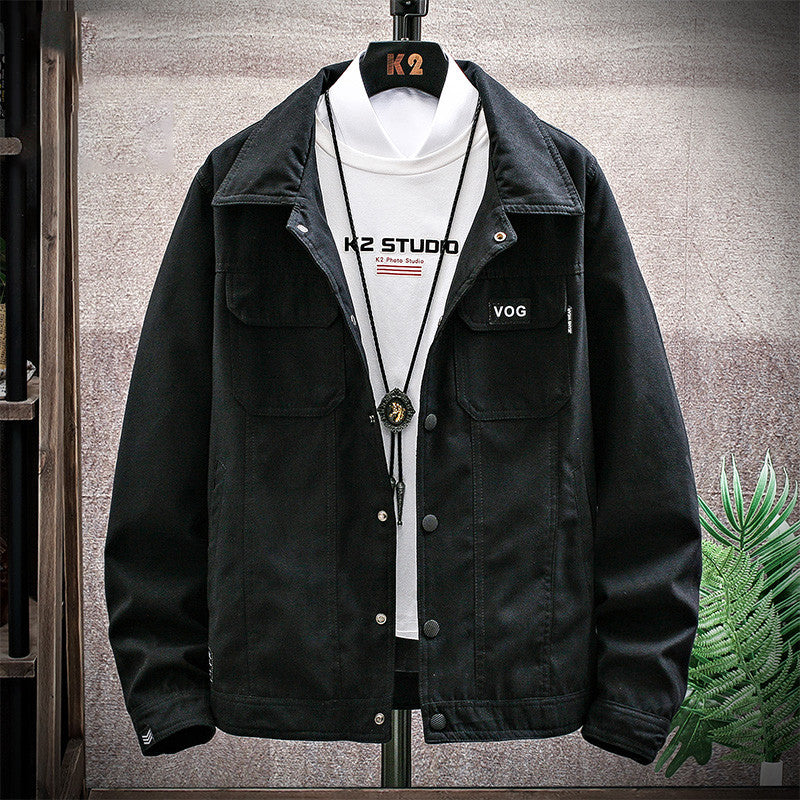 Men's Youth Denim Jacket - Polyester Casual Jacket