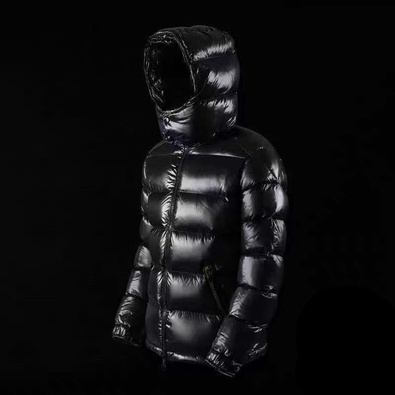 Women's Short Shiny Duck Down Jacket - Pure Color Puffer Coat