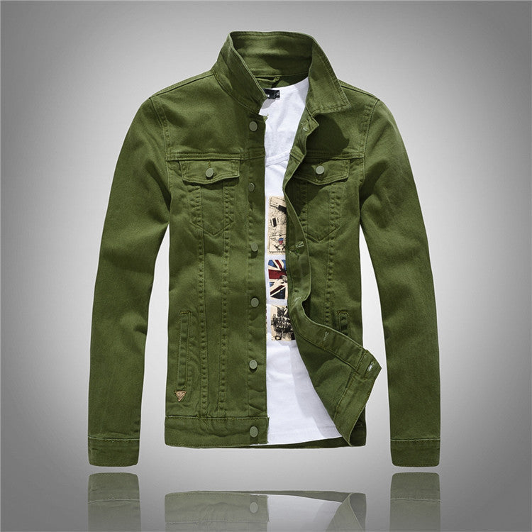 Men's Gray Washed Denim Jacket - Vintage Style Cotton Jacket