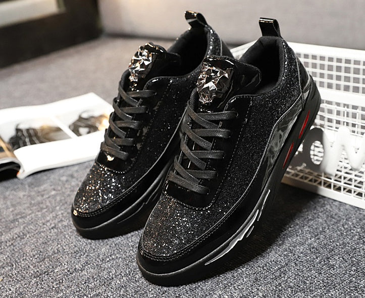 Men's Low-Top Casual Sneakers — Faux Leather with Rear Strap