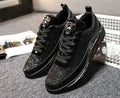 Men's Low-Top Casual Sneakers — Faux Leather with Rear Strap
