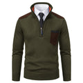 Men's Half-Zip Polo Sweater - Thick Stand Collar Pullover for Autumn Winter