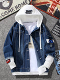 Men's Baseball Denim Jacket - Hooded Thick Casual Jacket