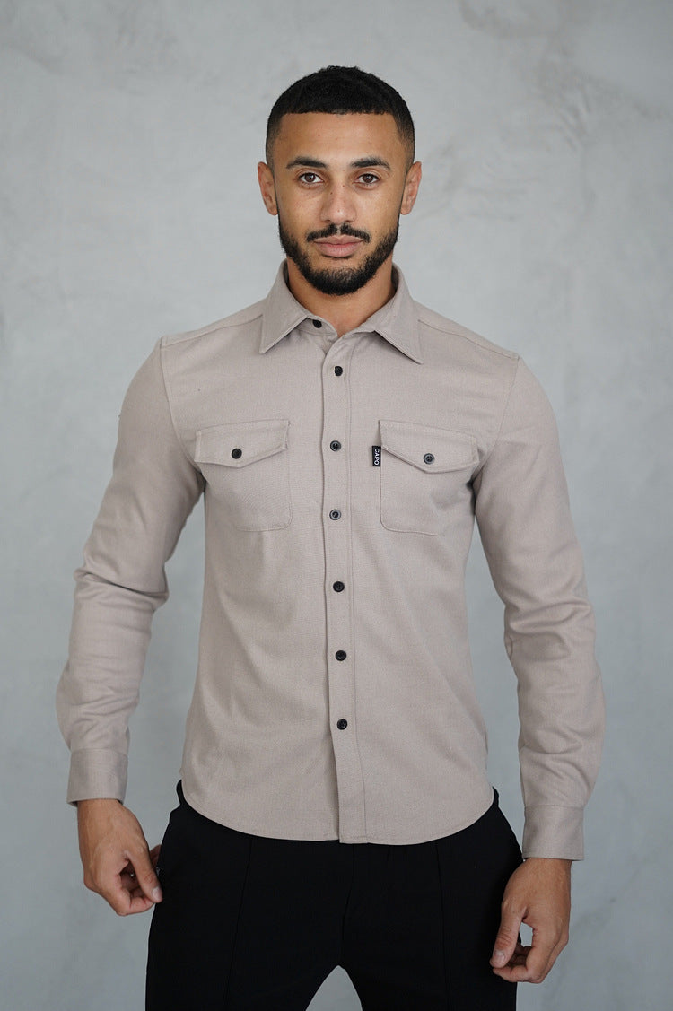 Men's Brushed Casual Shirt - Thick Warm Slim Fit Button-Up