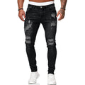 Men's Ripped Skinny Jeans - Vintage Wash Slim Fit Denim Pants