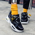 Men's Retro Color Block Platform Sneakers - Thick Sole Height Increasing Shoes