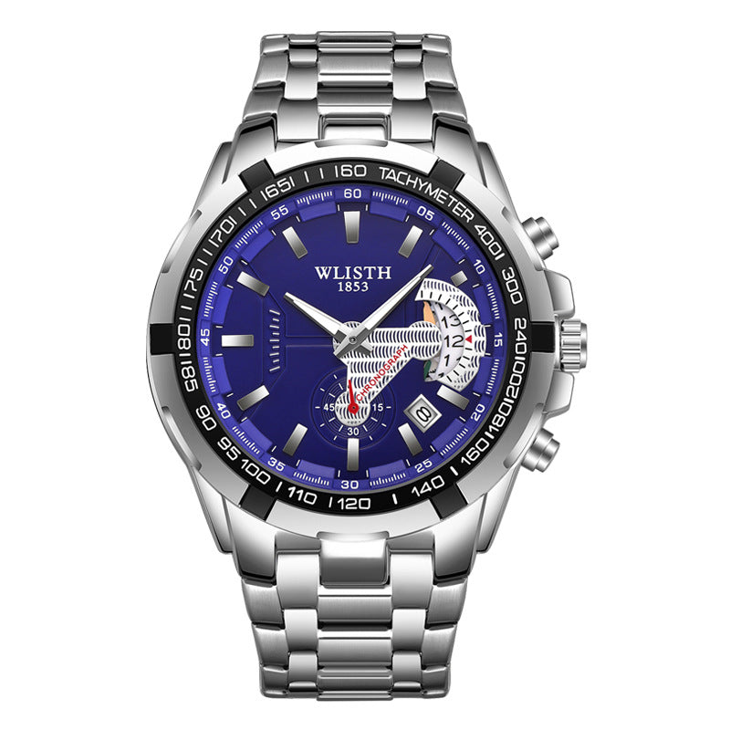 Men's Waterproof Sports Watch - Stainless Steel Quartz