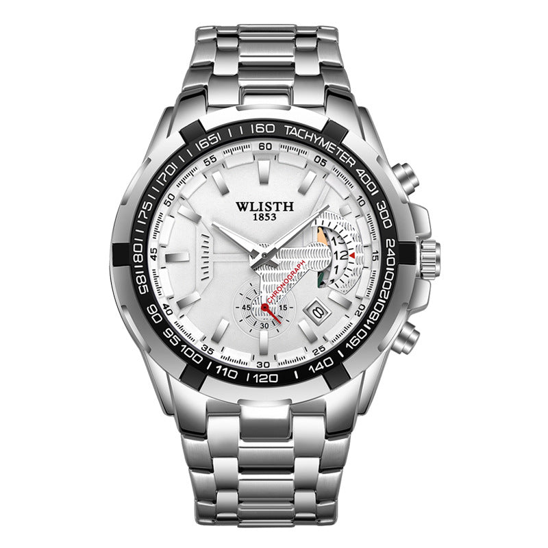 Men's Waterproof Sports Watch - Stainless Steel Quartz