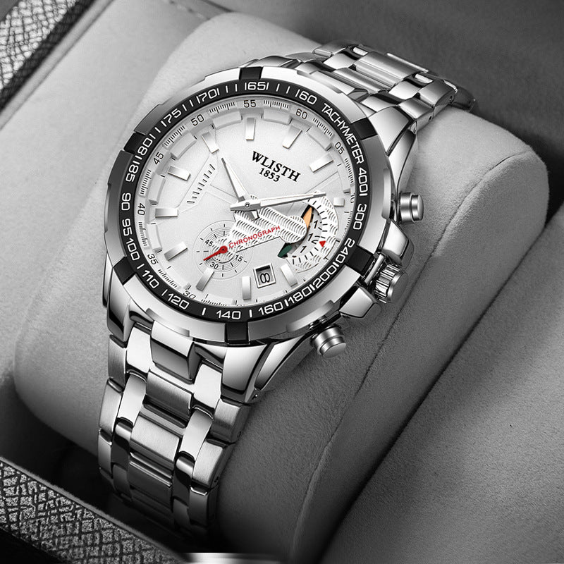 Men's Waterproof Sports Watch - Stainless Steel Quartz