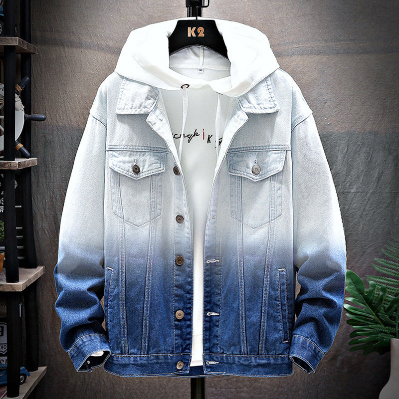 Men's Slim Fit Denim Jacket — Casual Long Sleeve Single-Breasted