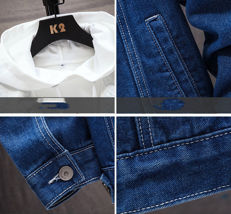 Men's Slim Fit Denim Jacket — Casual Long Sleeve Single-Breasted