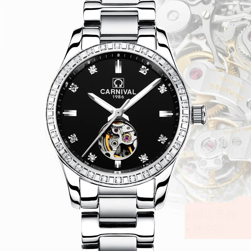 Women's Automatic Mechanical Watch - Rose Gold Diamond Waterproof Fashion Watch