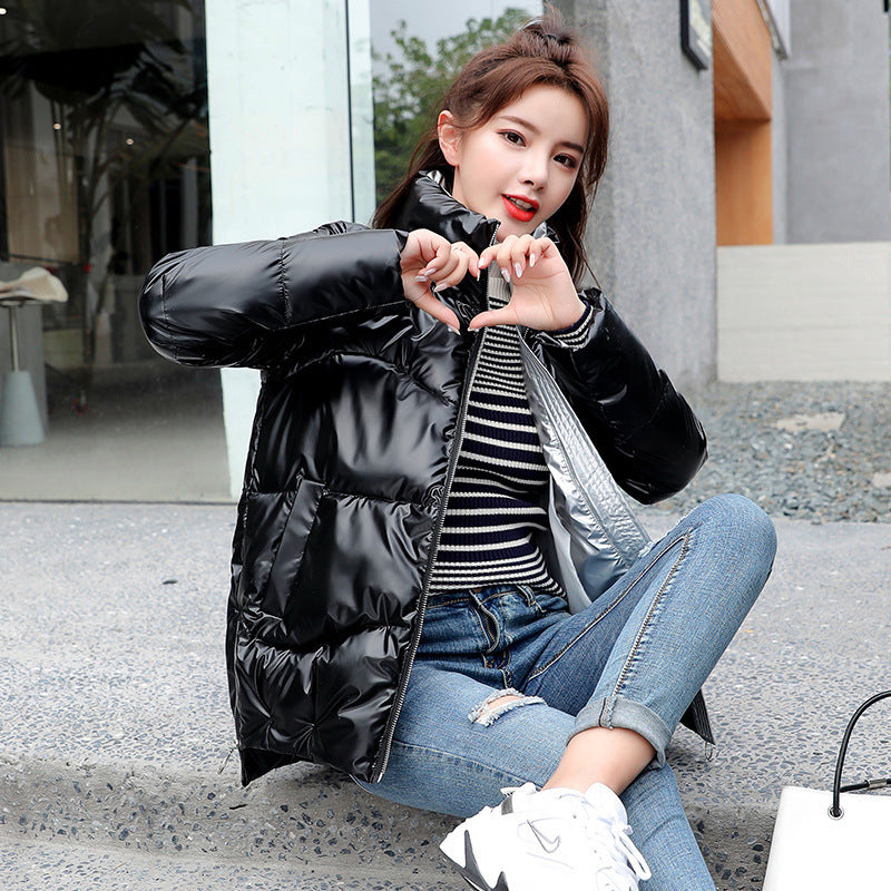 Women's Padded Winter Jacket - Stand Collar Puffer Coat