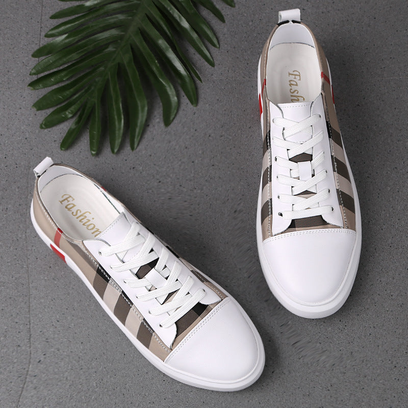 Men's Korean Style White Sneakers — Breathable Casual Design