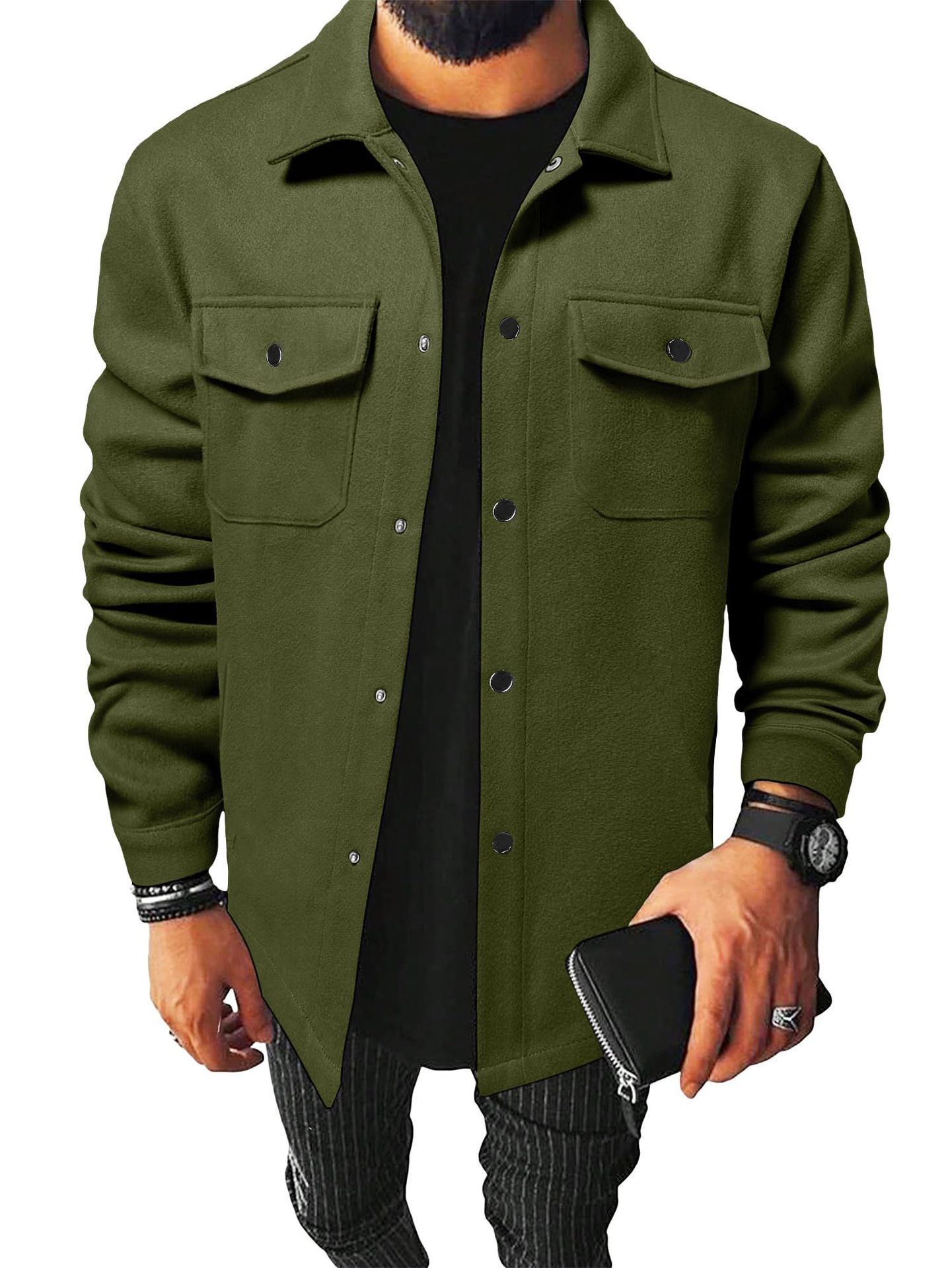 Men's Brushed Flannel Shirt - Thick Casual Button-Up