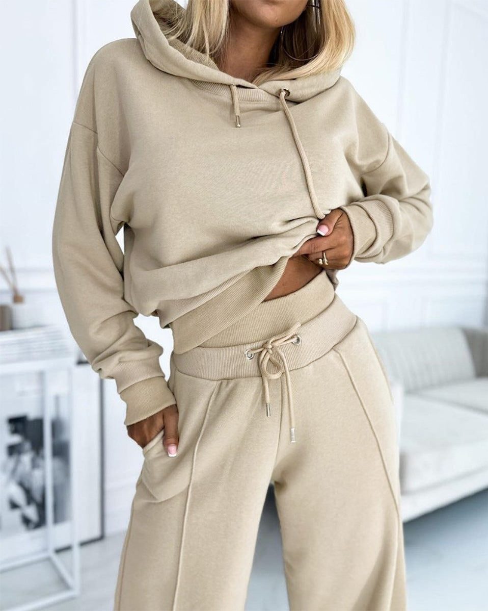 Women's Hoodie Suit Set - Sporty Casual Long-Sleeve Sweatshirt & Sweatpants