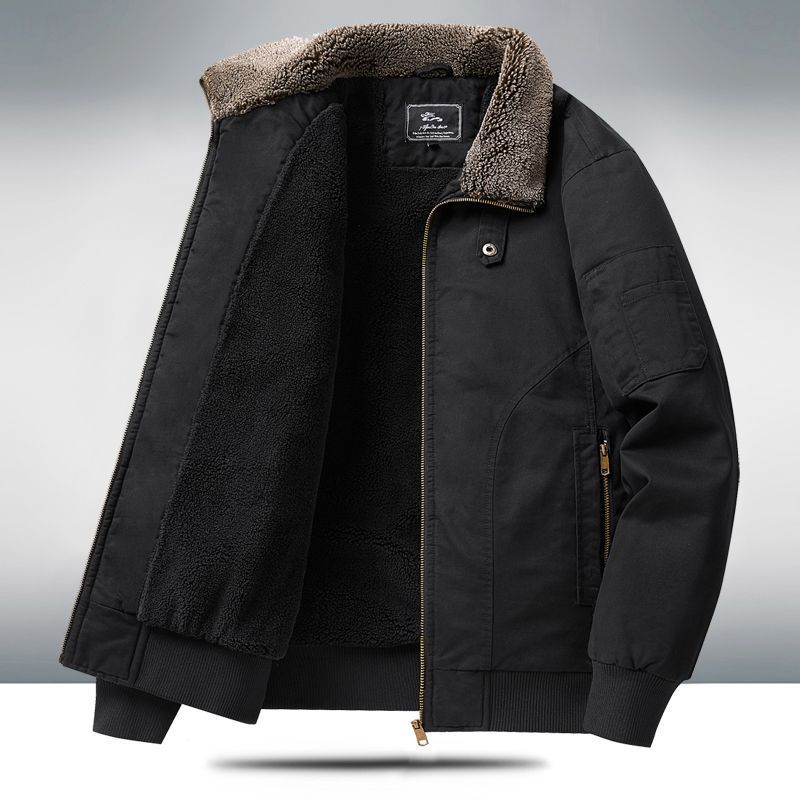 Men's Fleece-Lined Winter Coat - Cotton Jacket Plus Size