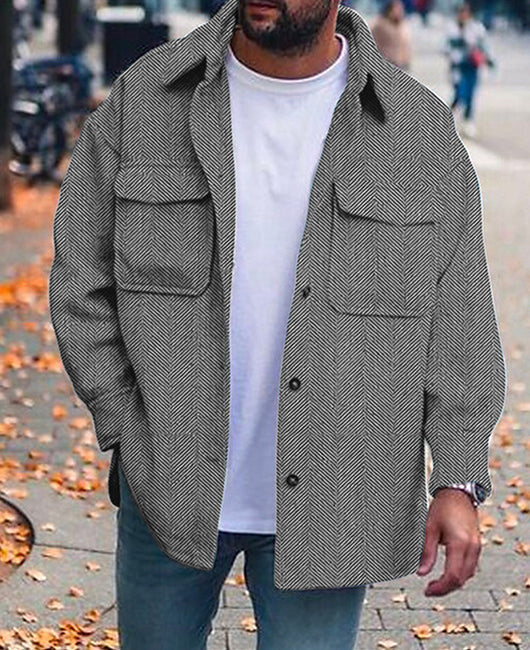 Men's Polo Work Jacket - Fashion Collar Coat