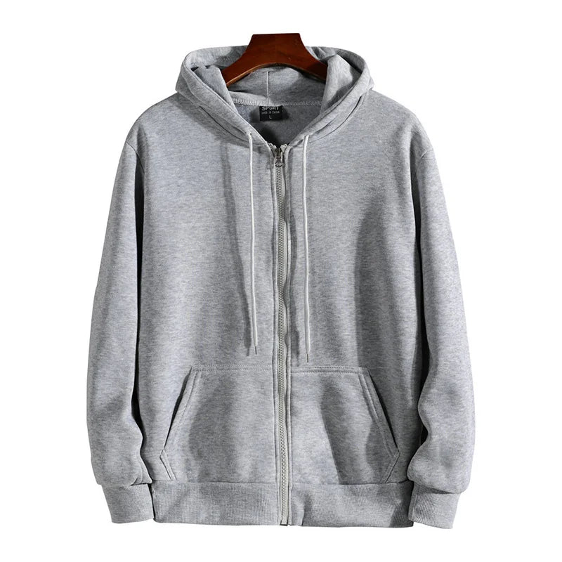 Men's Zipper Hoodie - Long Sleeve Casual Sweatshirt