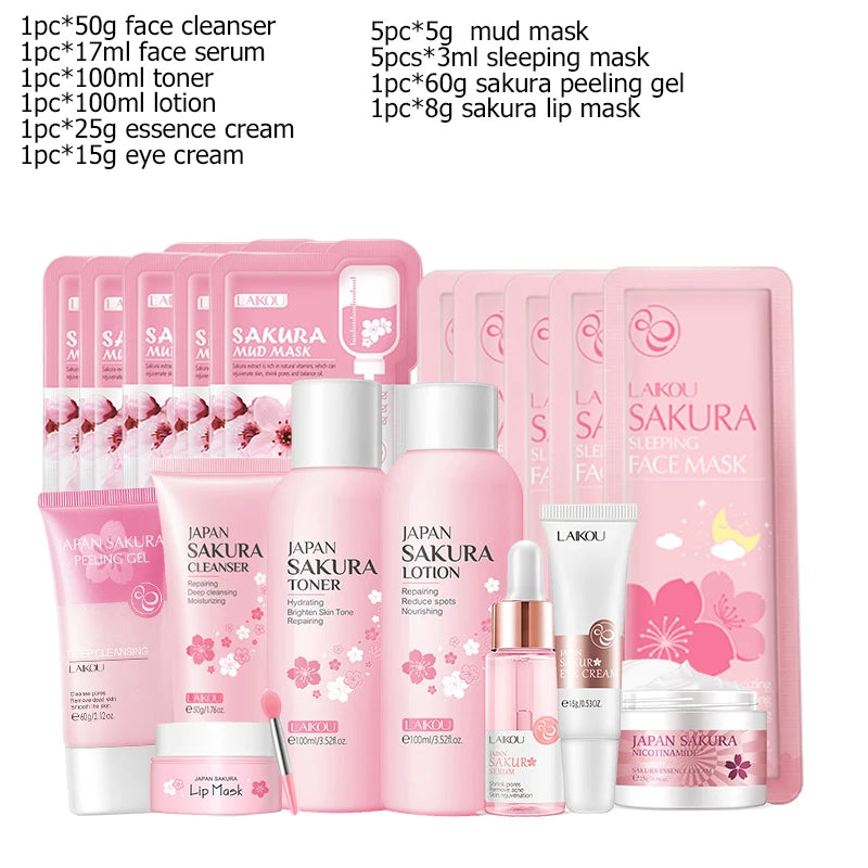 Korean Sakura Skincare Set - Complete Face Care Collection