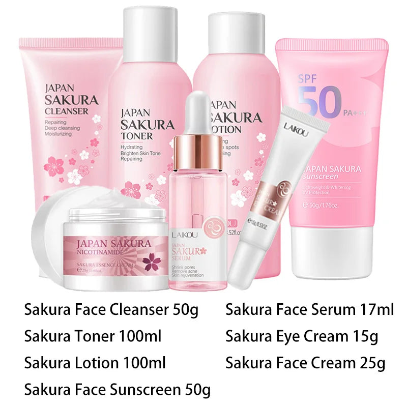 Korean Sakura Skincare Set - Complete Face Care Collection