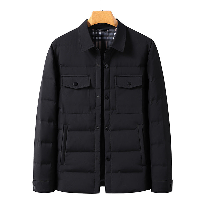 High Quality Down White Duck Down Simple Polo Collar Warm Jacket