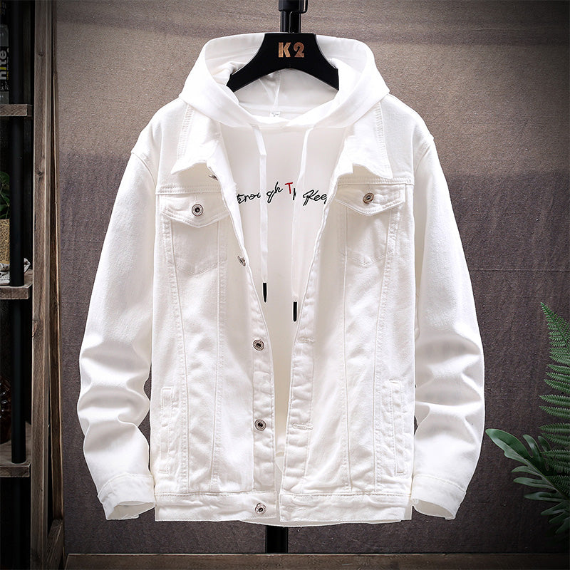 Men's Loose Gradient Denim Jacket - Thick Cotton Stand Collar