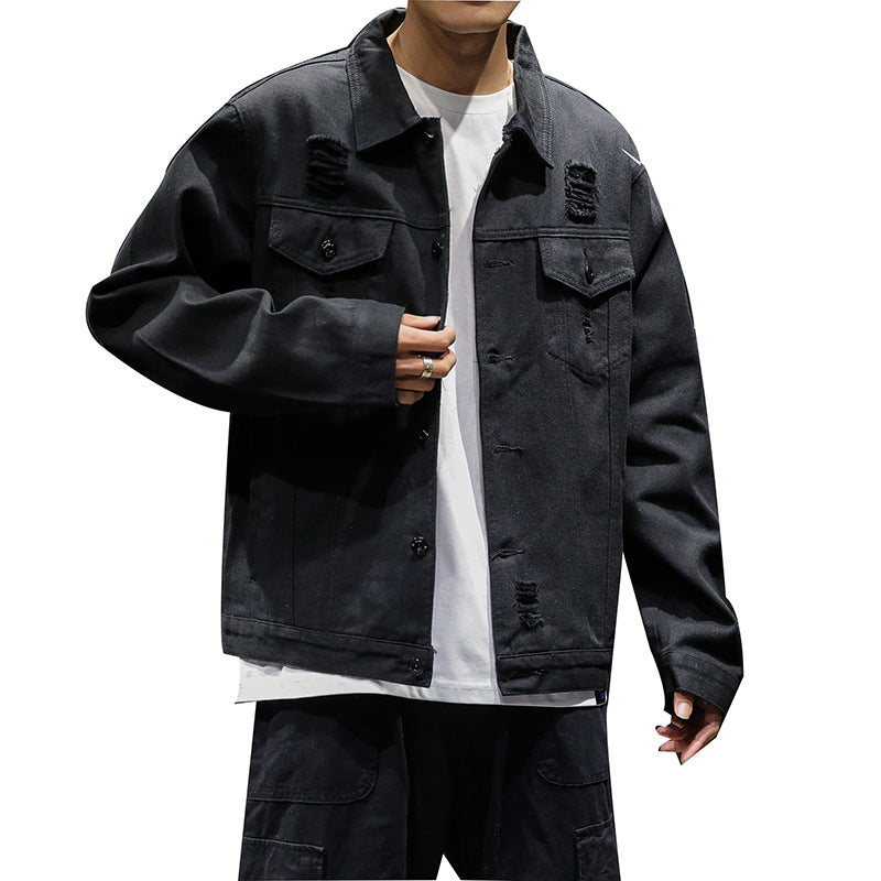 Men's Simple Denim Jacket - Slim Fit Cotton Blend Jacket