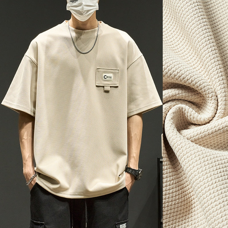 Men's Waffle Knit T-Shirt - Short Sleeve Summer Casual Top
