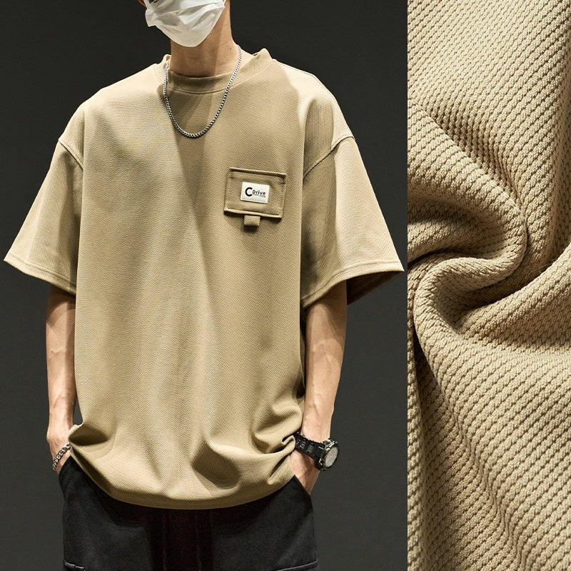 Men's Waffle Knit T-Shirt - Short Sleeve Summer Casual Top
