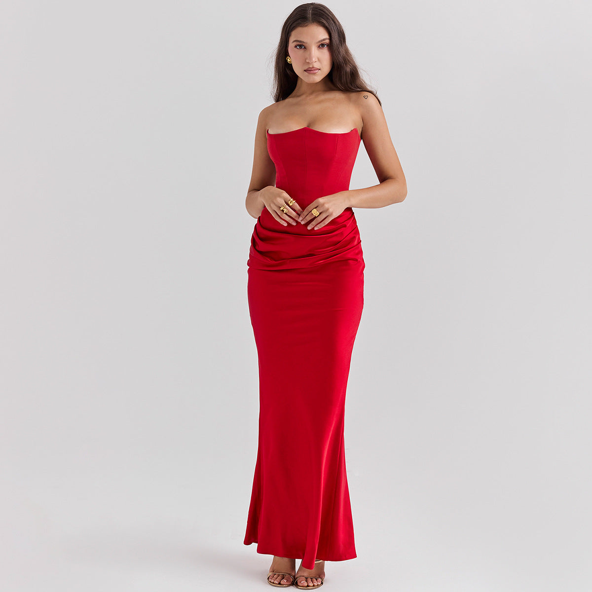 Women's Tube Top Evening Dress - Backless Party Dress