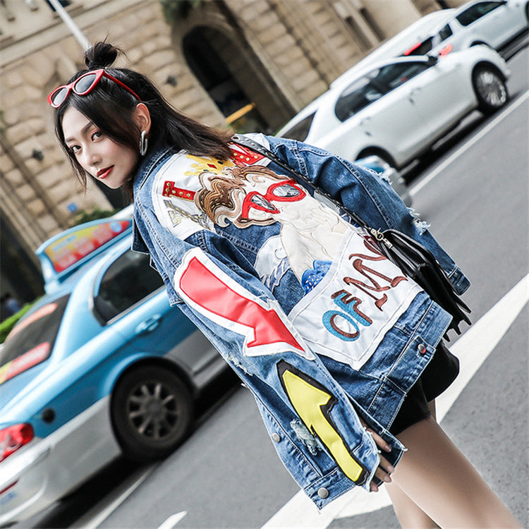 Men's Ripped Denim Jacket - Korean Style Distressed Jacket