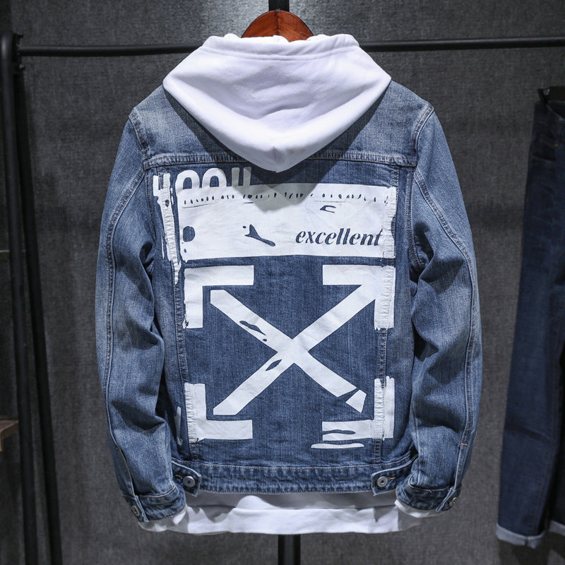 Men's Printed Denim Vest - Sleeveless Loose Fit Jacket
