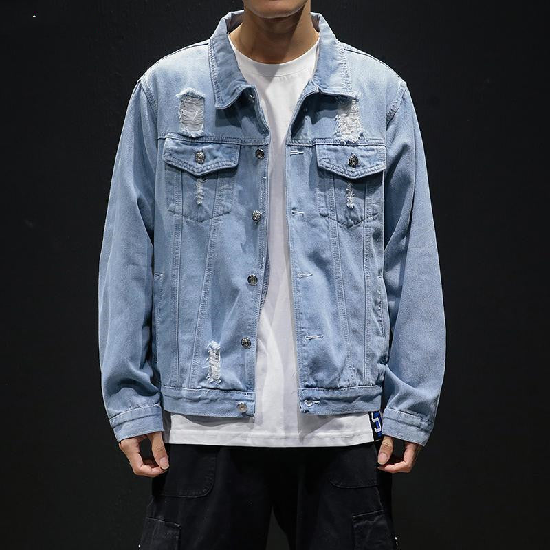 Men's Simple Denim Jacket - Slim Fit Cotton Blend Jacket