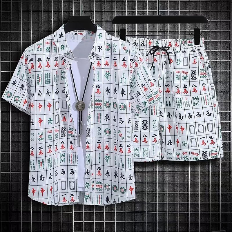 Men's Summer Beach Quick-dry 2-Piece Set — Floral Shirt & Shorts