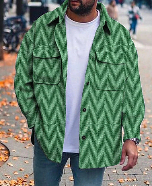 Men's Polo Work Jacket - Fashion Collar Coat