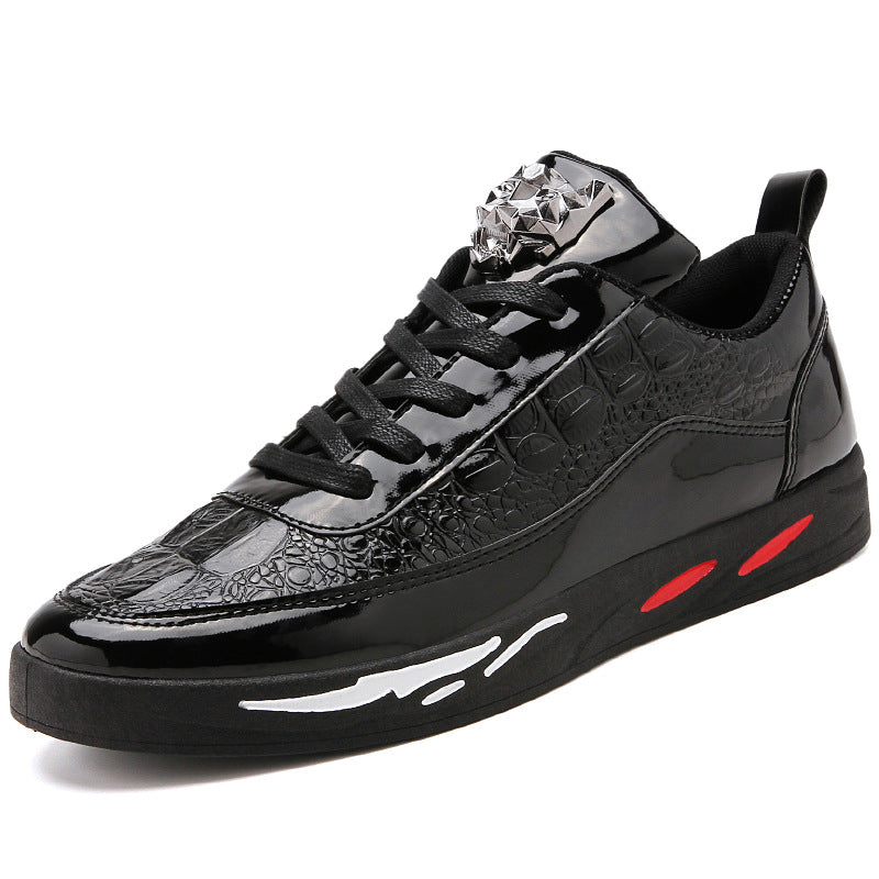 Men's Low-Top Casual Sneakers — Faux Leather with Rear Strap