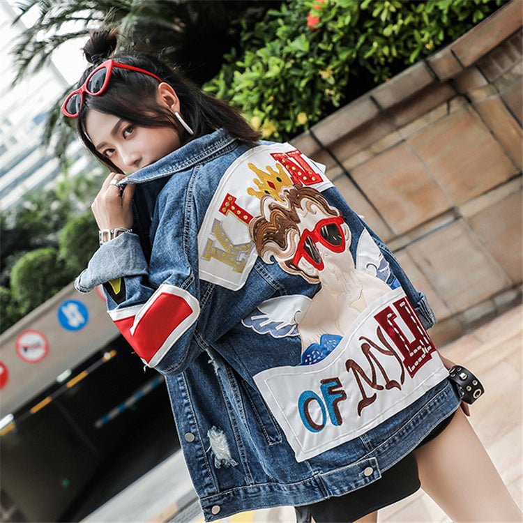 Men's Ripped Denim Jacket - Korean Style Distressed Jacket