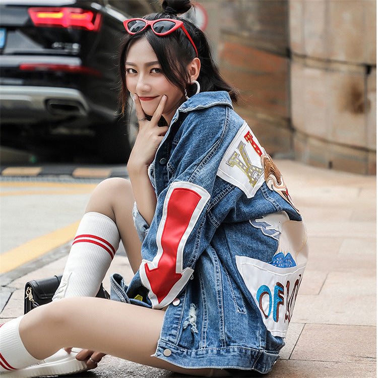 Men's Ripped Denim Jacket - Korean Style Distressed Jacket